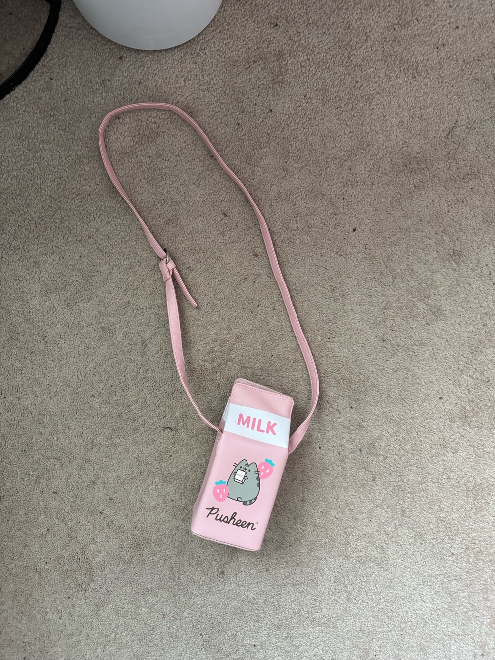 Pusheen Pink Milk Bottle Crossbody Bag